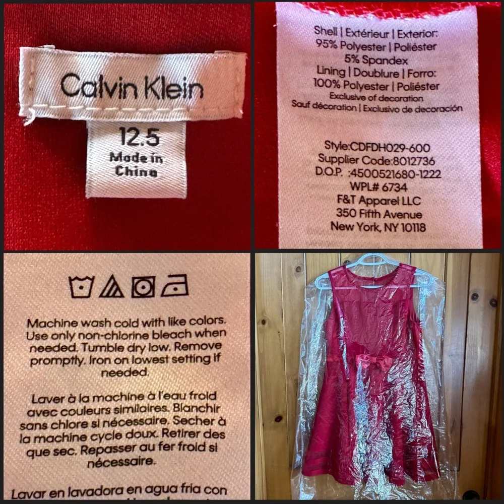 Calvin Klein Formal Dress Youth Girls Red (12.5)